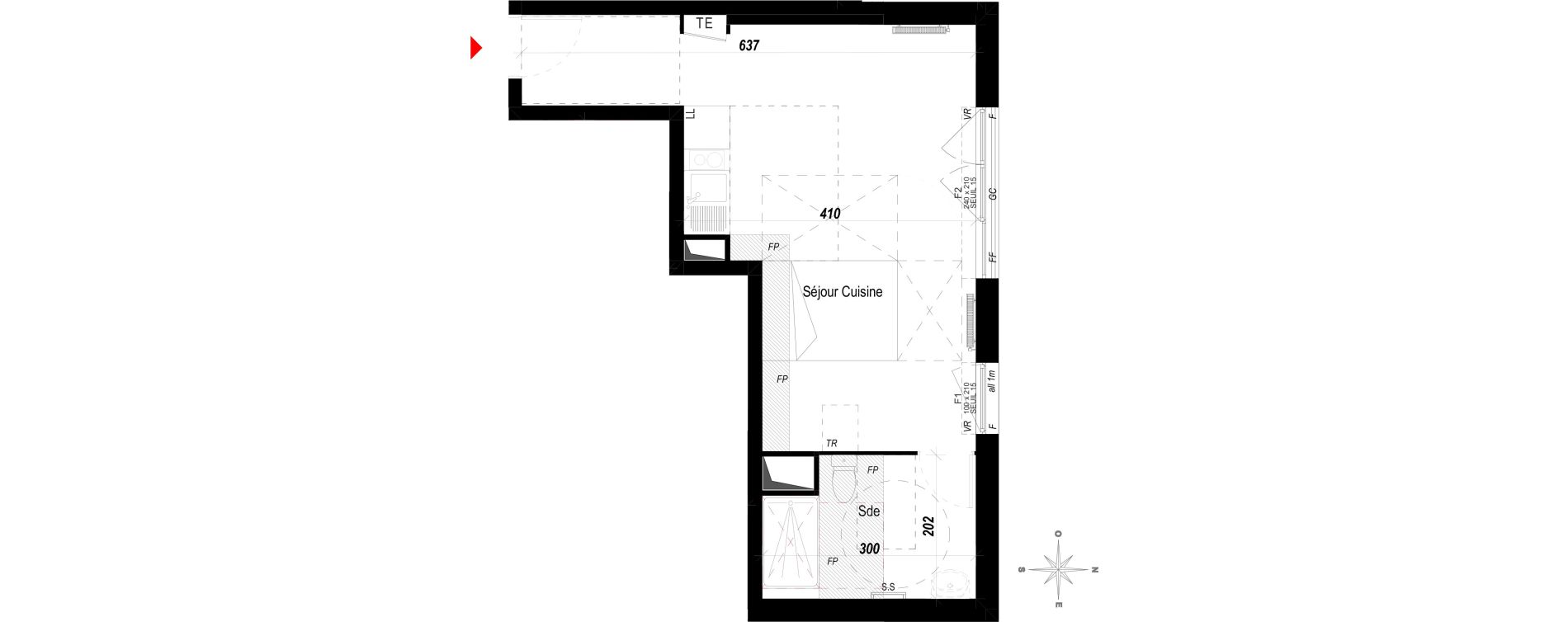 Appartement T1 de 29,80 m2 &agrave; Meaux Beauval