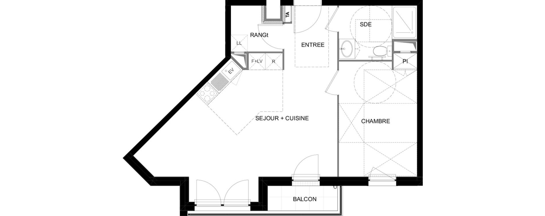 Appartement T2 meubl&eacute; de 49,47 m2 &agrave; Meaux Beauval