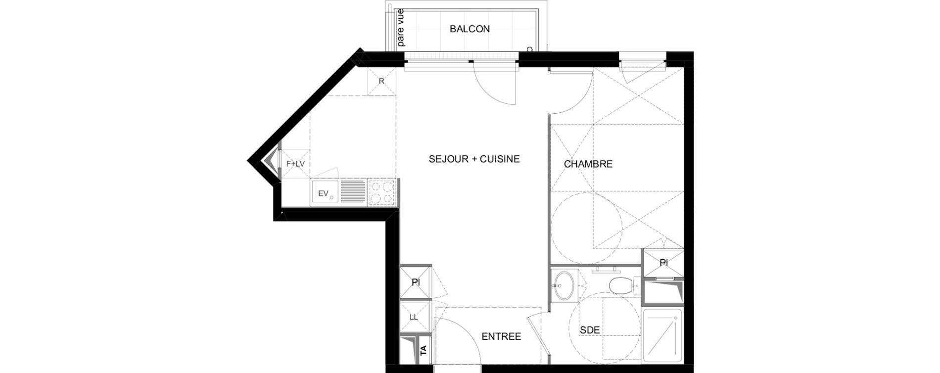 Appartement T2 meubl&eacute; de 41,64 m2 &agrave; Meaux Beauval