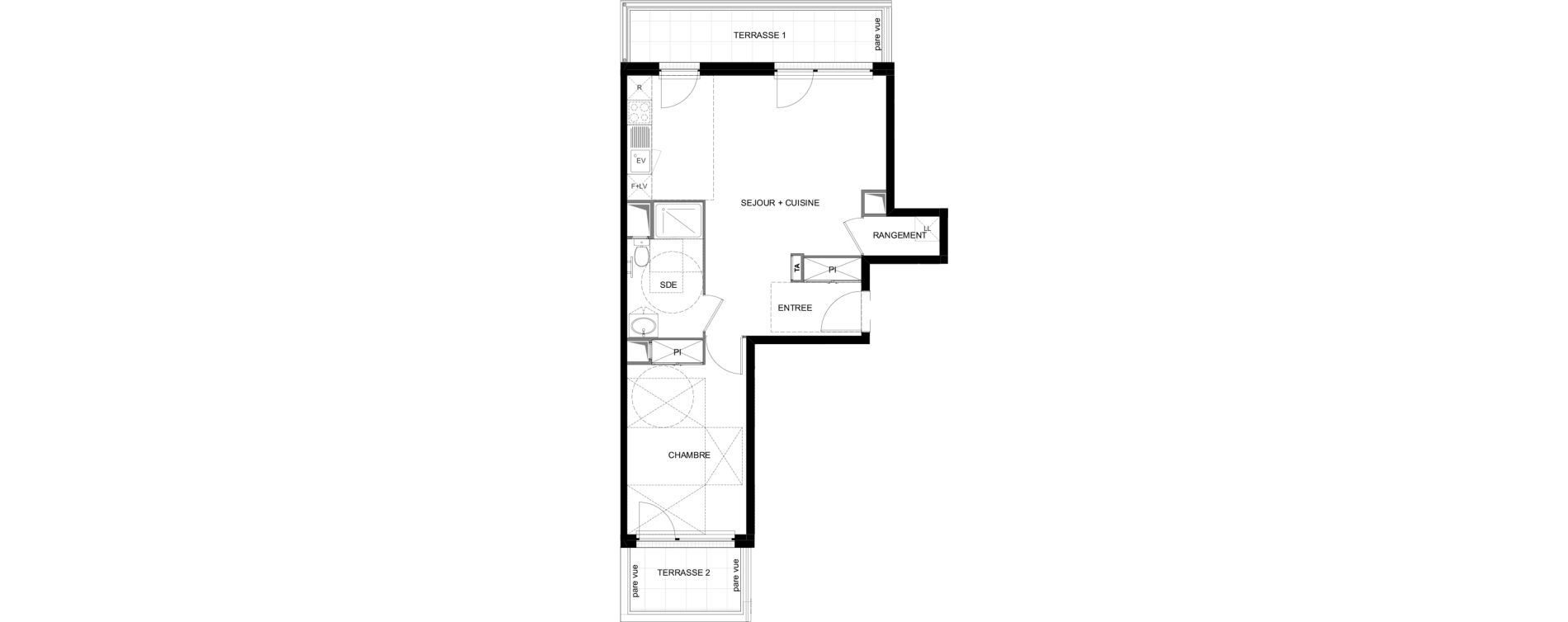 Appartement T2 meubl&eacute; de 51,86 m2 &agrave; Meaux Beauval