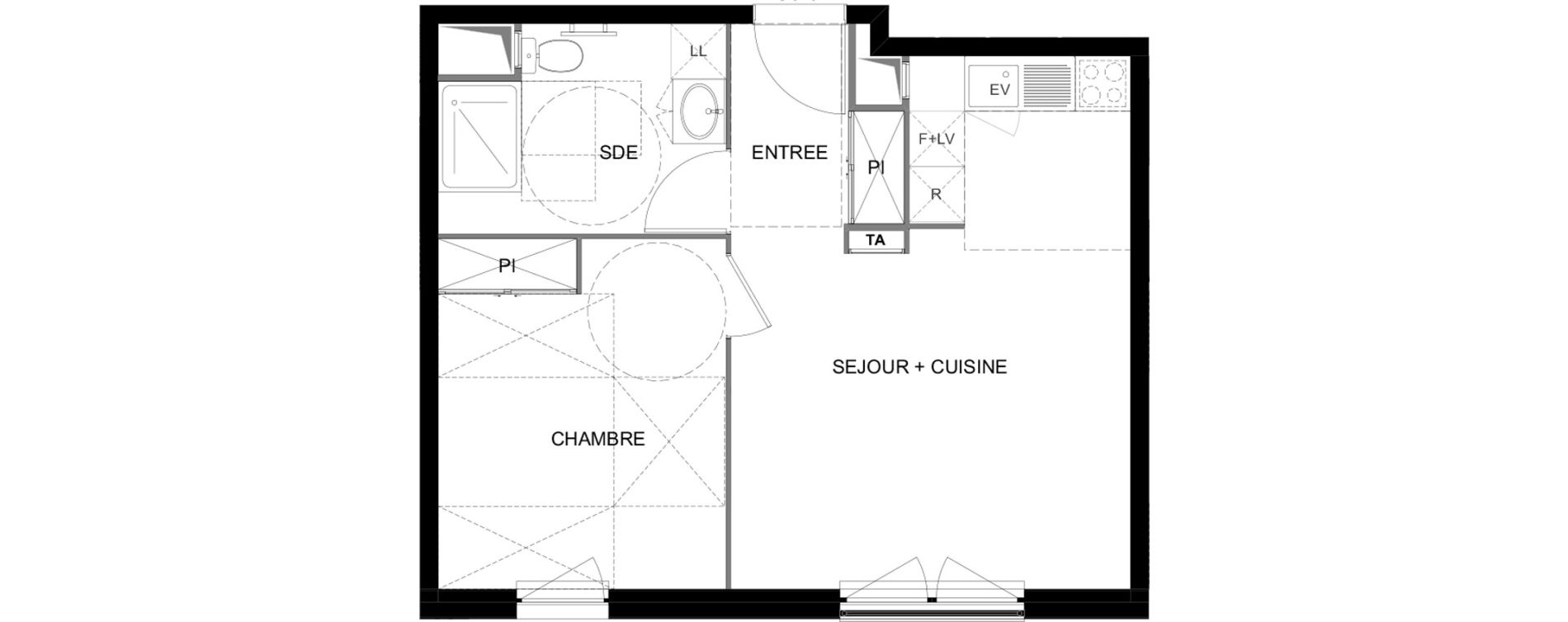 Appartement T2 meubl&eacute; de 43,15 m2 &agrave; Meaux Beauval
