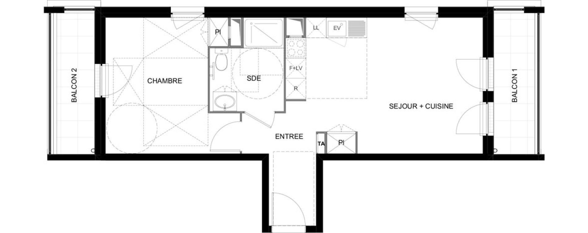 Appartement T2 meubl&eacute; de 46,86 m2 &agrave; Meaux Beauval