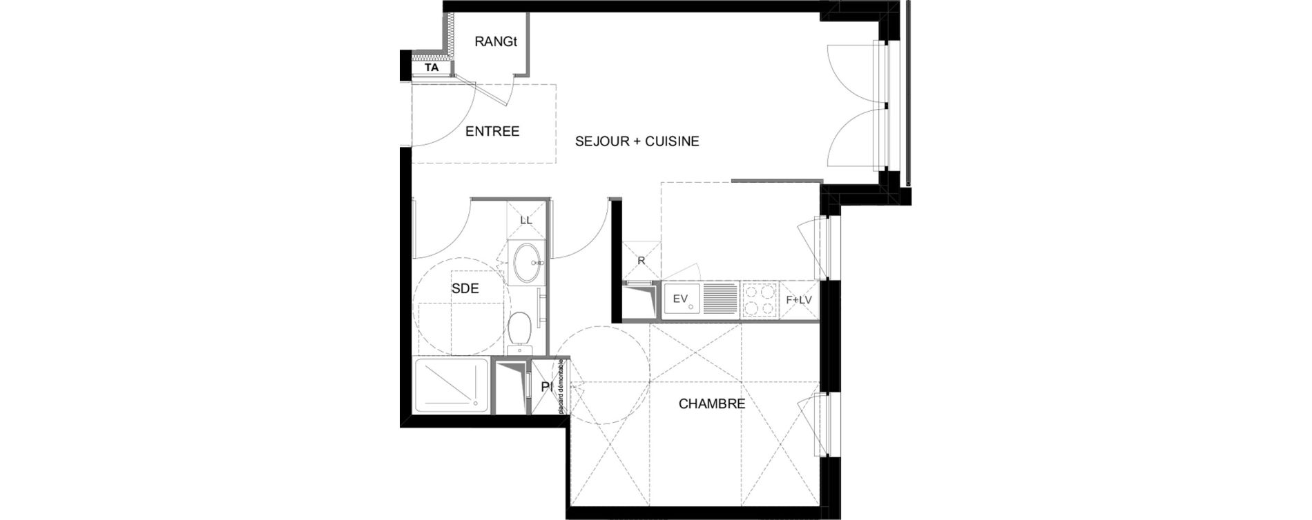 Appartement T2 meubl&eacute; de 43,40 m2 &agrave; Meaux Beauval