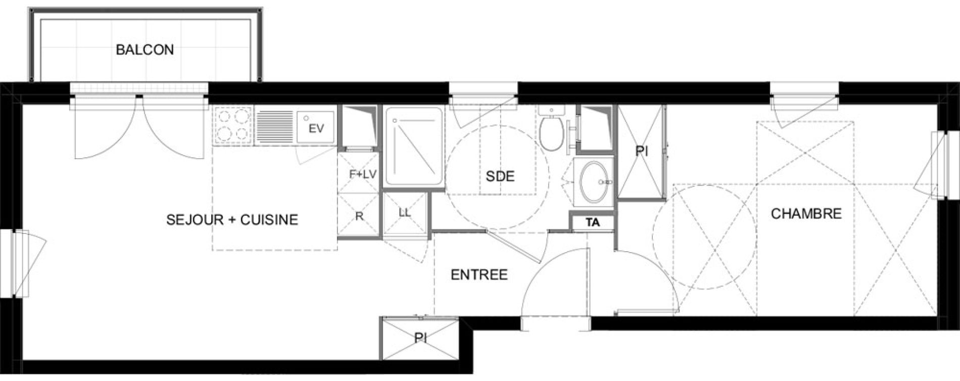 Appartement T2 meubl&eacute; de 42,54 m2 &agrave; Meaux Beauval