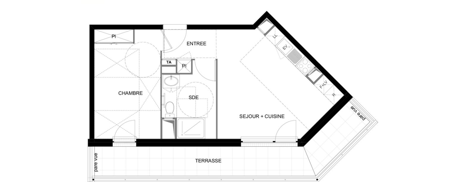 Appartement T2 meubl&eacute; de 41,41 m2 &agrave; Meaux Beauval