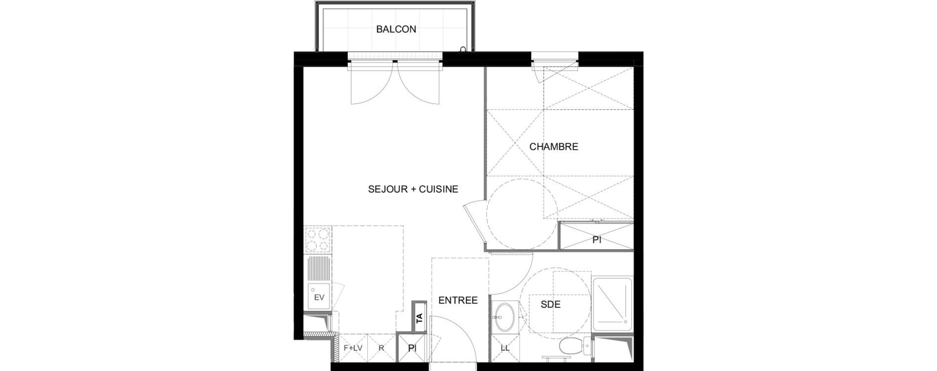 Appartement T2 meubl&eacute; de 41,24 m2 &agrave; Meaux Beauval