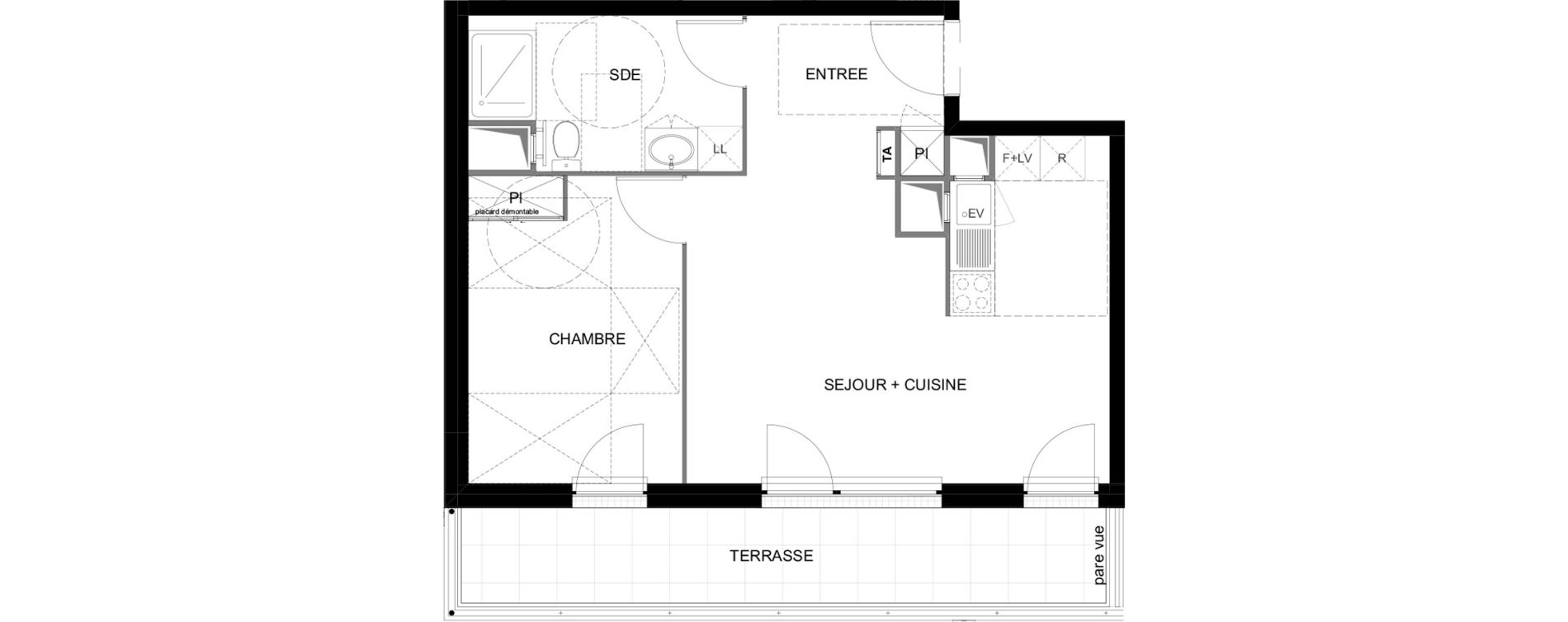 Appartement T2 meubl&eacute; de 47,23 m2 &agrave; Meaux Beauval