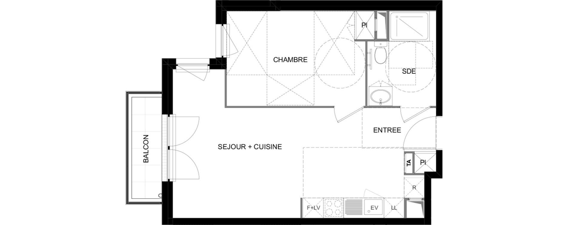Appartement T2 meubl&eacute; de 43,49 m2 &agrave; Meaux Beauval