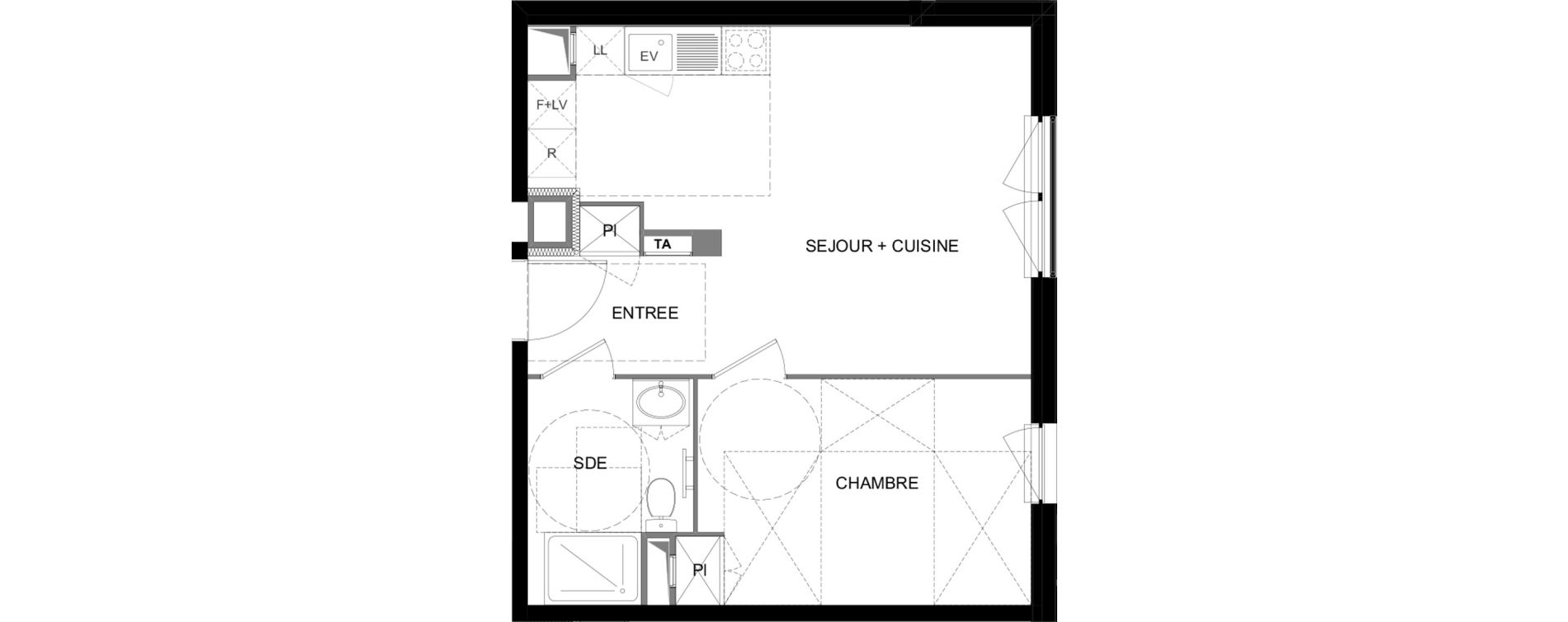 Appartement T2 meubl&eacute; de 42,46 m2 &agrave; Meaux Beauval