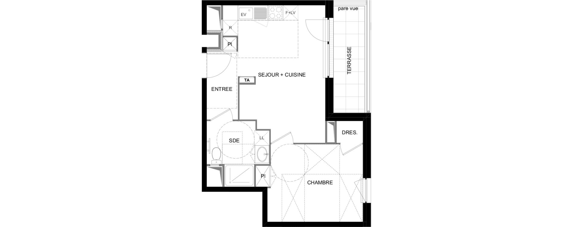 Appartement T2 meubl&eacute; de 40,55 m2 &agrave; Meaux Beauval