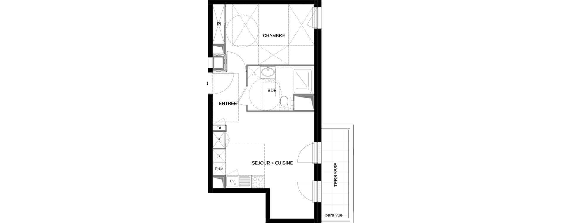 Appartement T2 meubl&eacute; de 40,69 m2 &agrave; Meaux Beauval