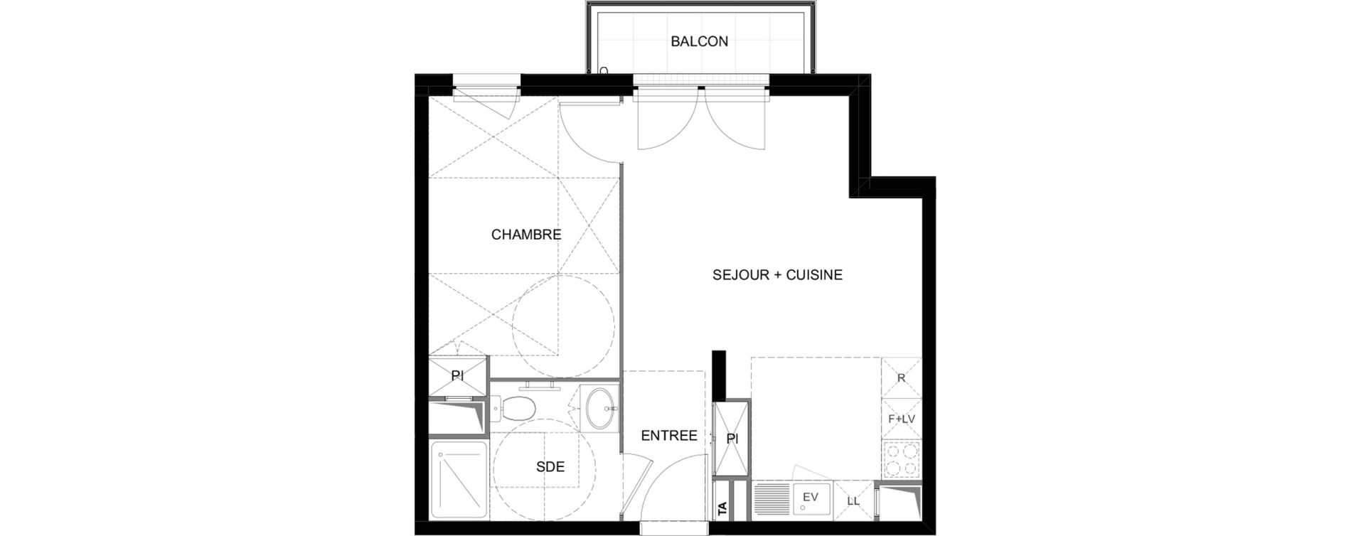 Appartement T2 meubl&eacute; de 41,39 m2 &agrave; Meaux Beauval