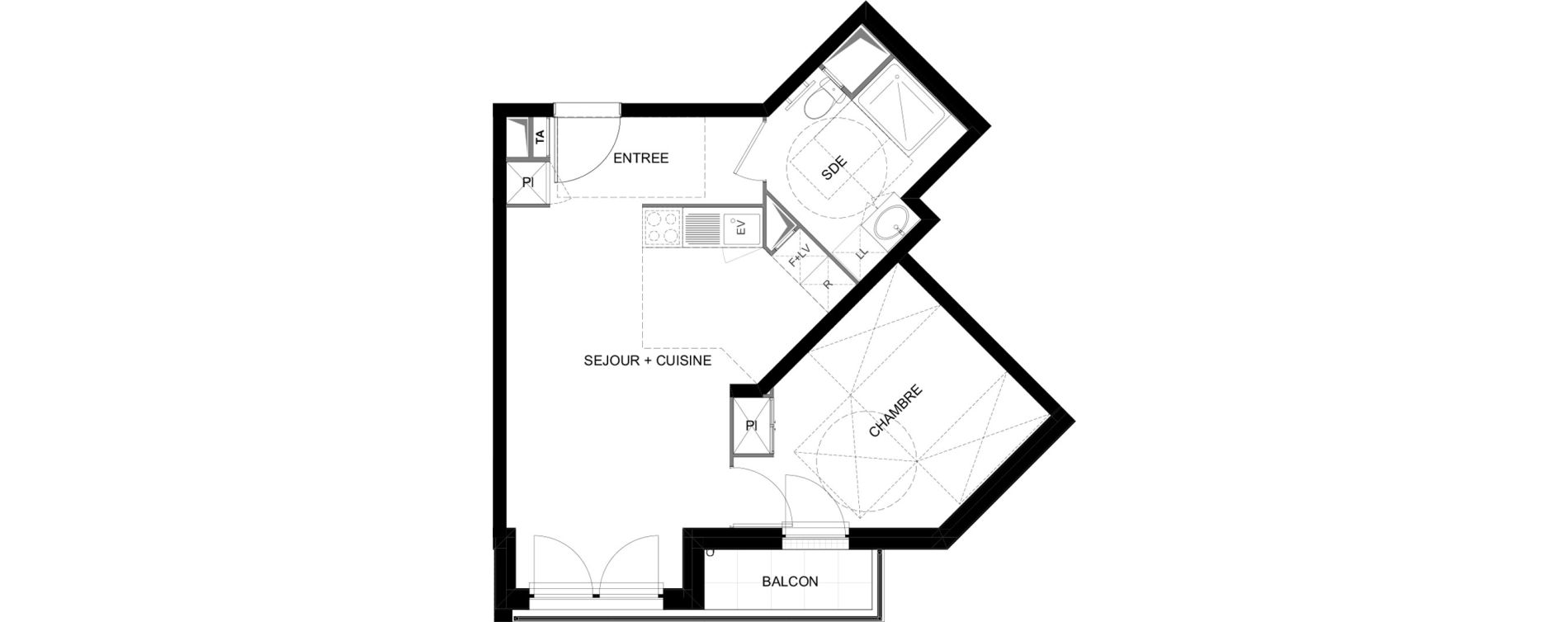 Appartement T2 meubl&eacute; de 43,41 m2 &agrave; Meaux Beauval