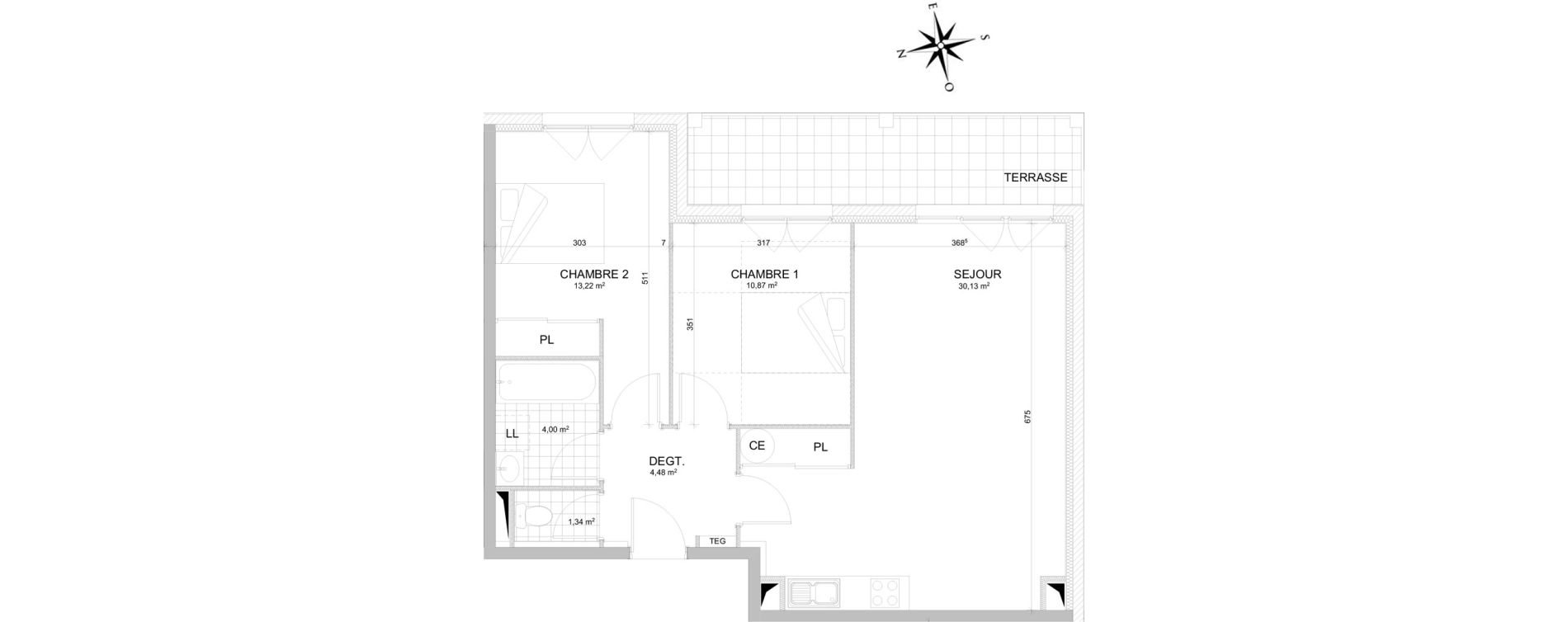 Appartement T3 de 64,04 m2 &agrave; Meaux Saint-faron