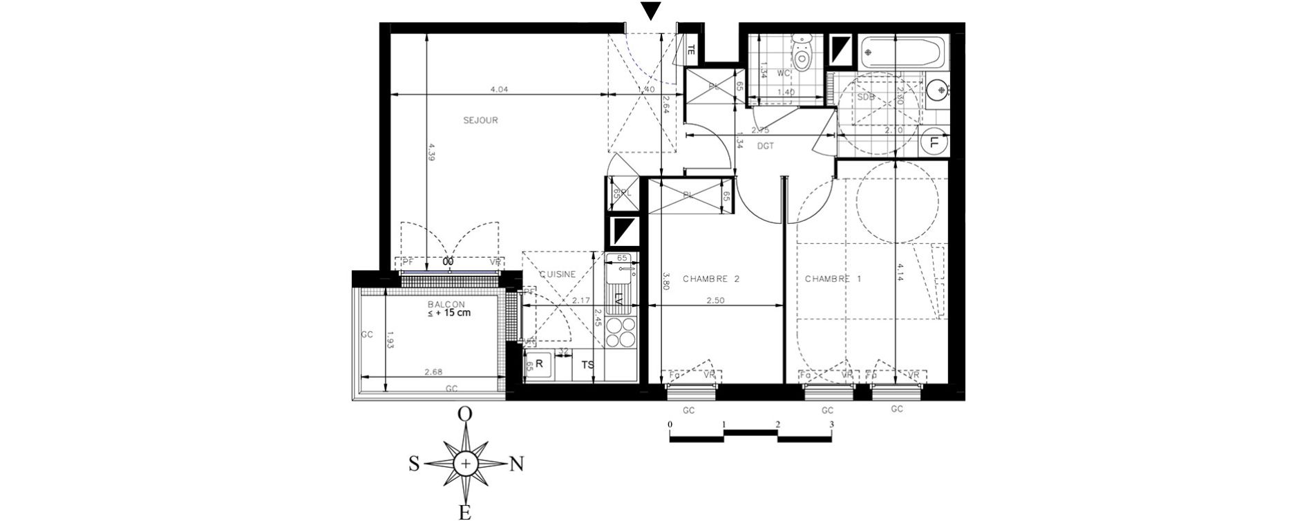 Appartement T3 de 59,05 m2 &agrave; Meaux Centre