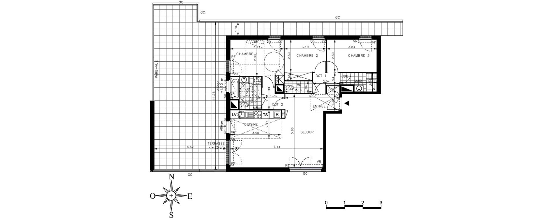 Appartement T4 de 85,20 m2 &agrave; Meaux Centre