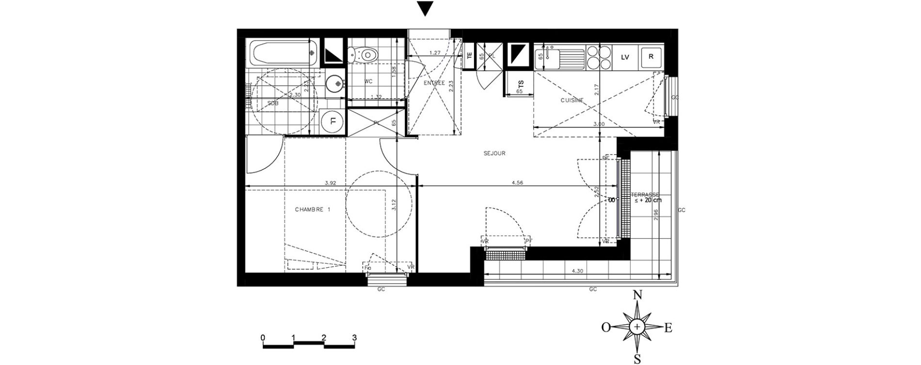 Appartement T2 de 44,49 m2 &agrave; Meaux Centre