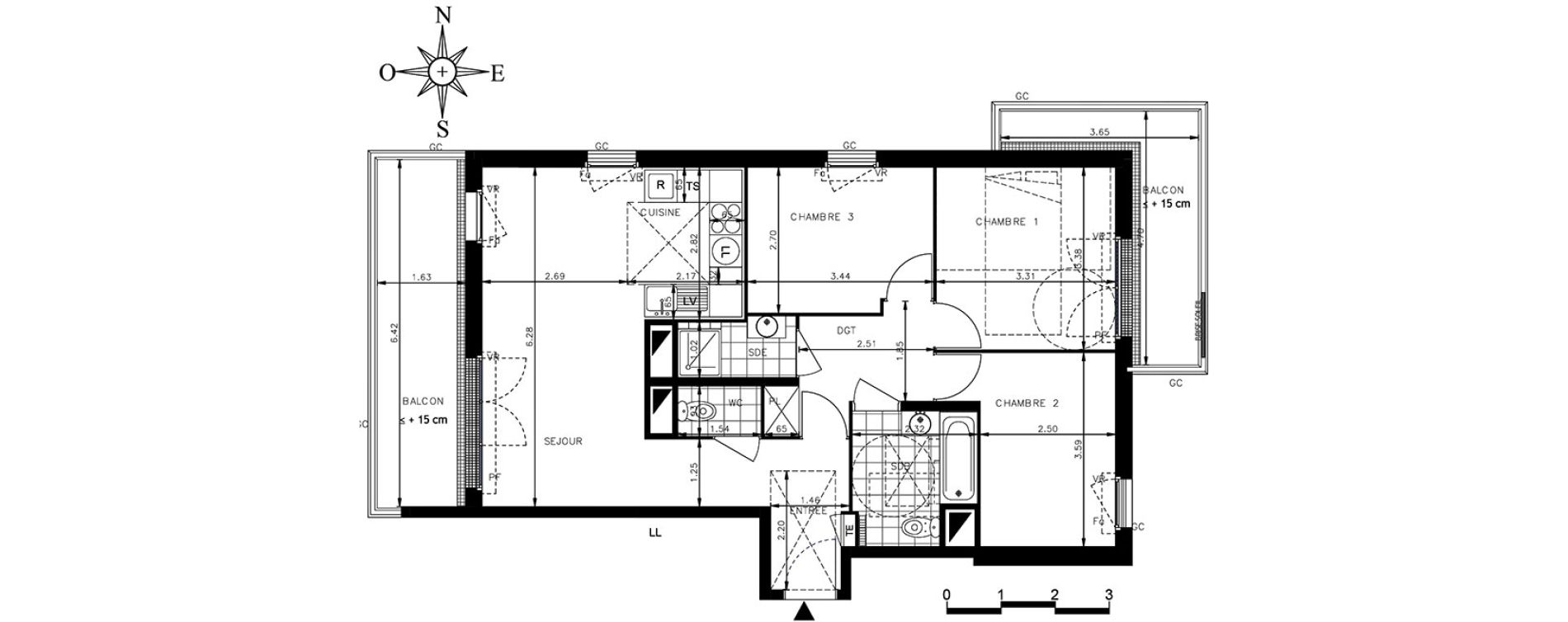 Appartement T4 de 75,30 m2 &agrave; Meaux Centre