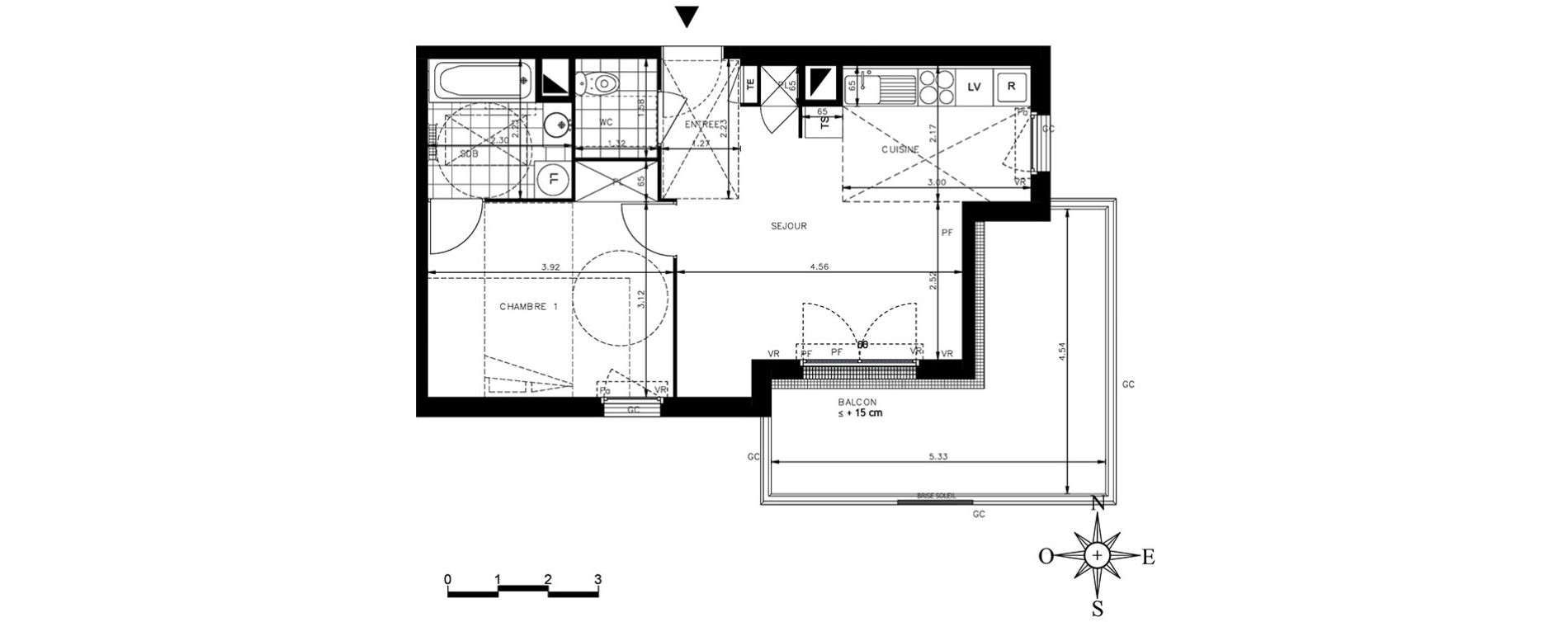Appartement T2 de 44,39 m2 &agrave; Meaux Centre