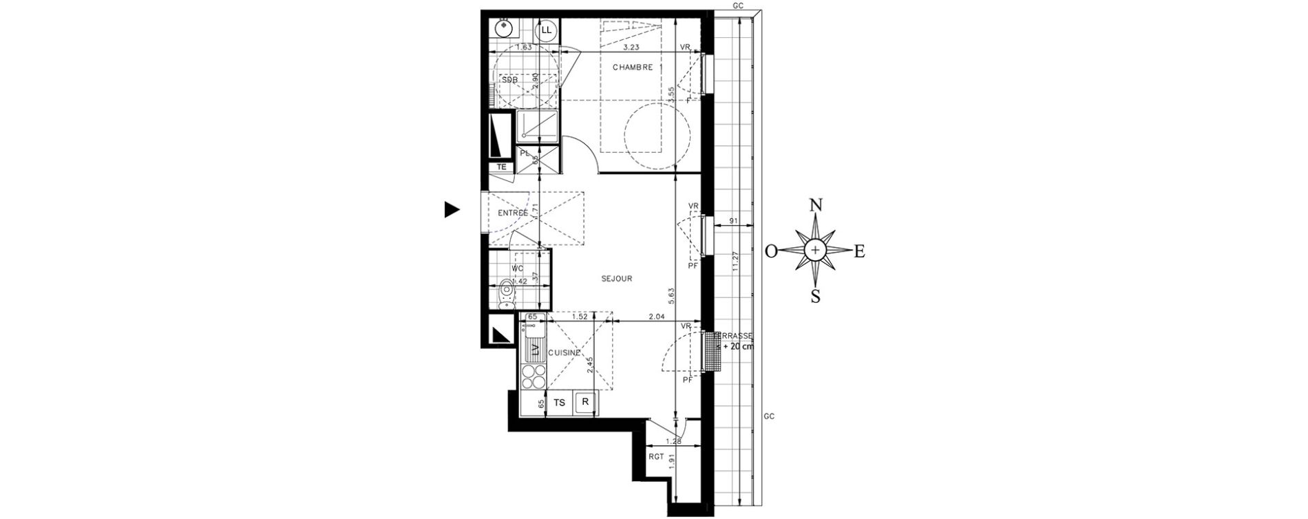 Appartement T2 de 44,63 m2 &agrave; Meaux Centre