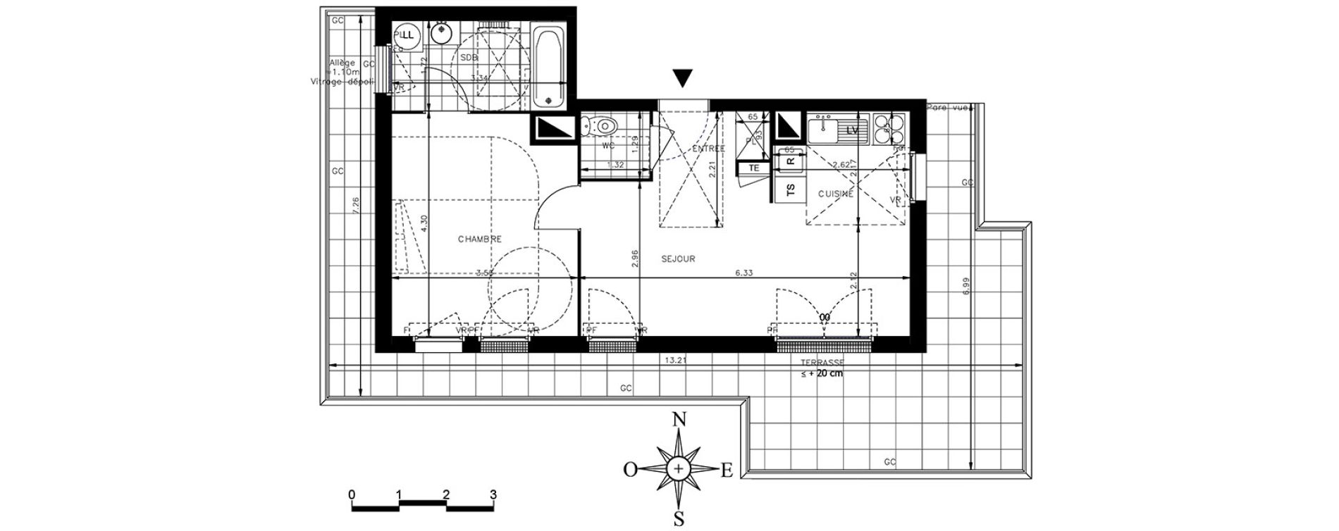 Appartement T2 de 46,59 m2 &agrave; Meaux Centre