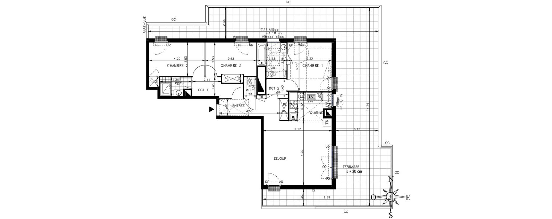 Appartement T3 de 64,10 m2 &agrave; Meaux Centre