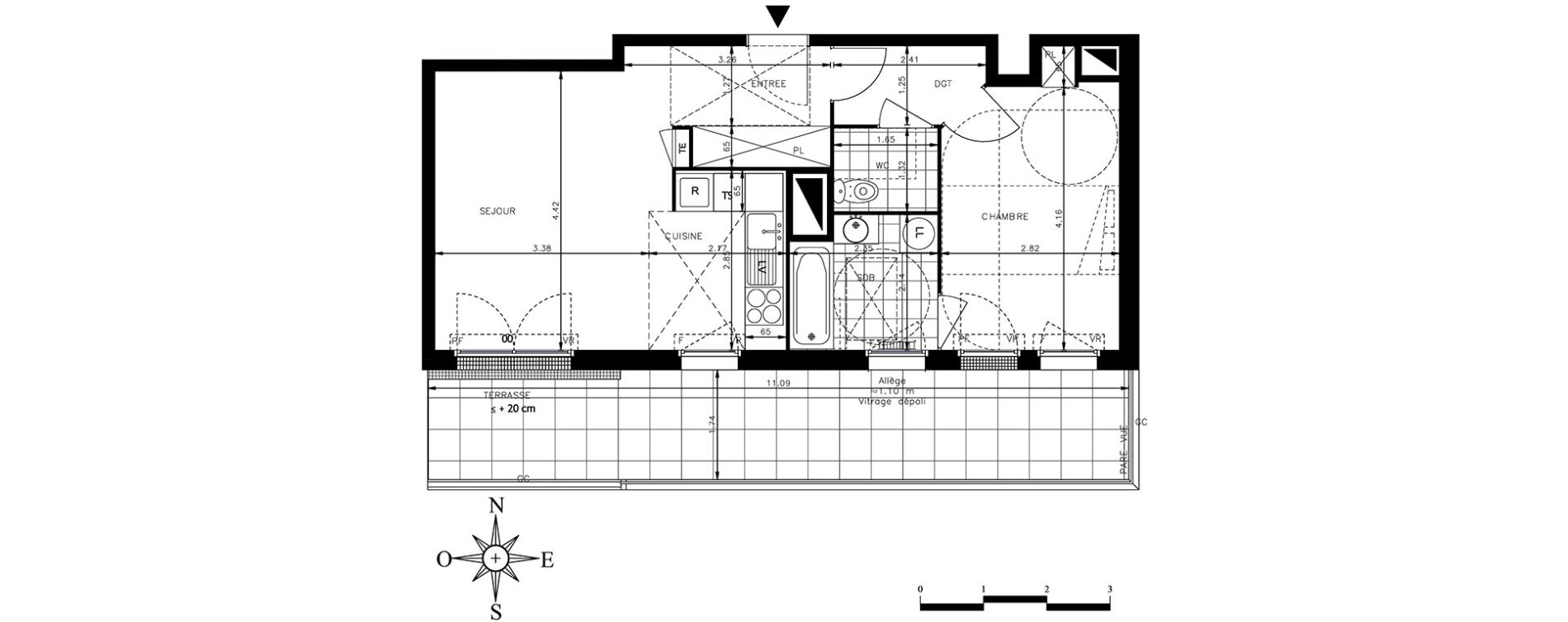 Appartement T2 de 48,34 m2 &agrave; Meaux Centre