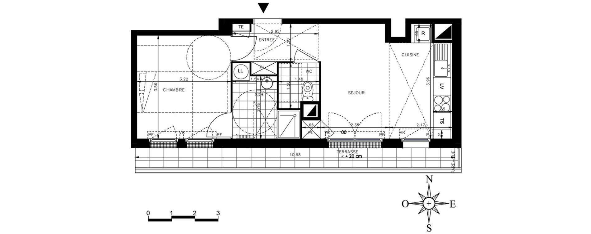Appartement T2 de 39,70 m2 &agrave; Meaux Centre