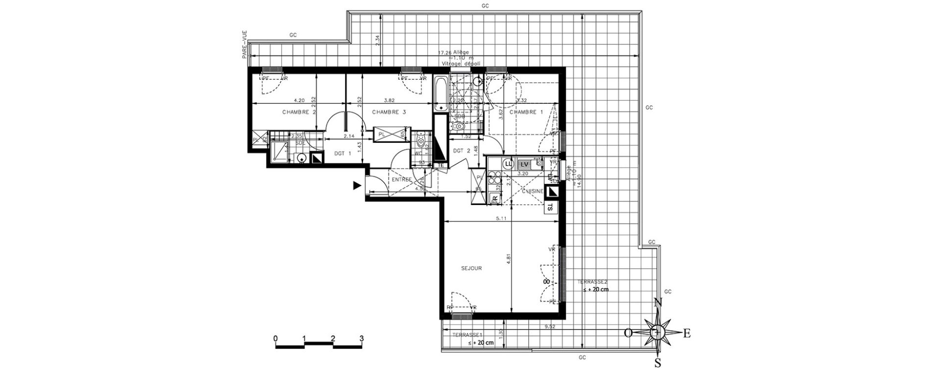 Appartement T4 de 88,76 m2 &agrave; Meaux Centre