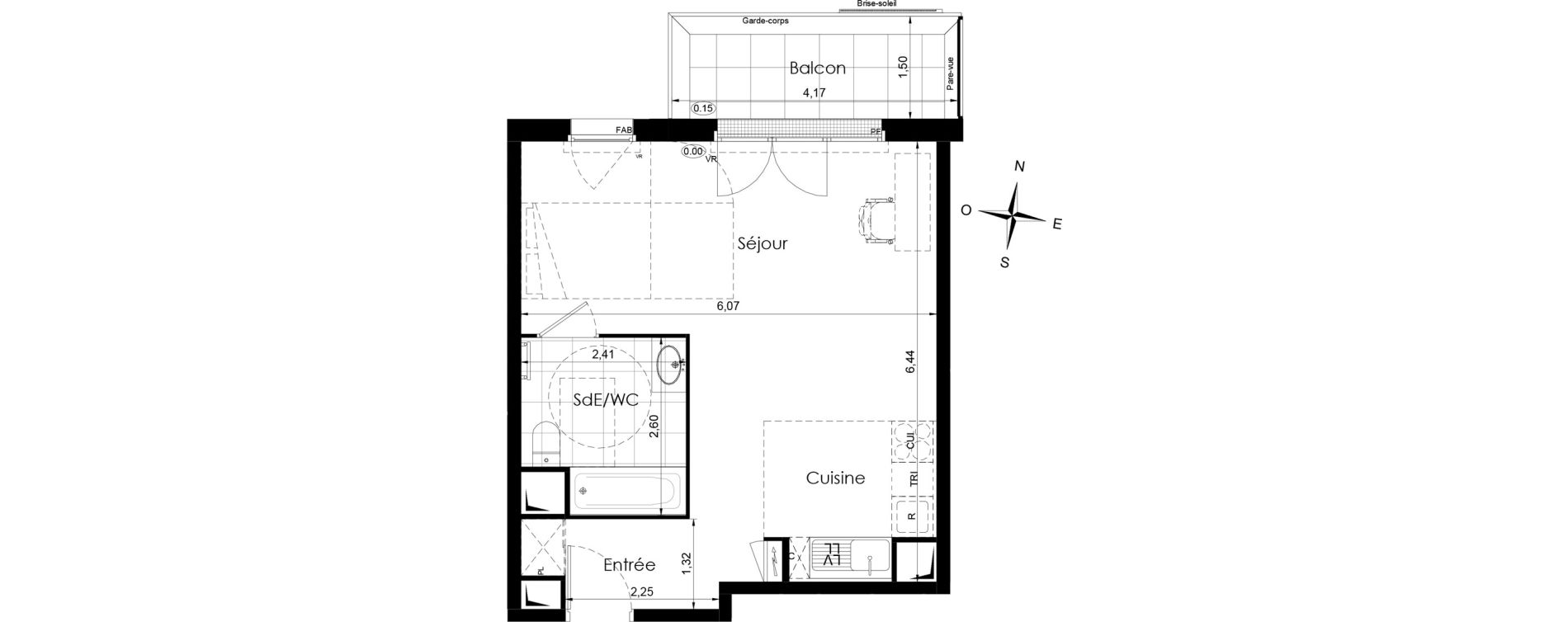 Appartement T1 de 38,40 m2 &agrave; Meaux Colbert