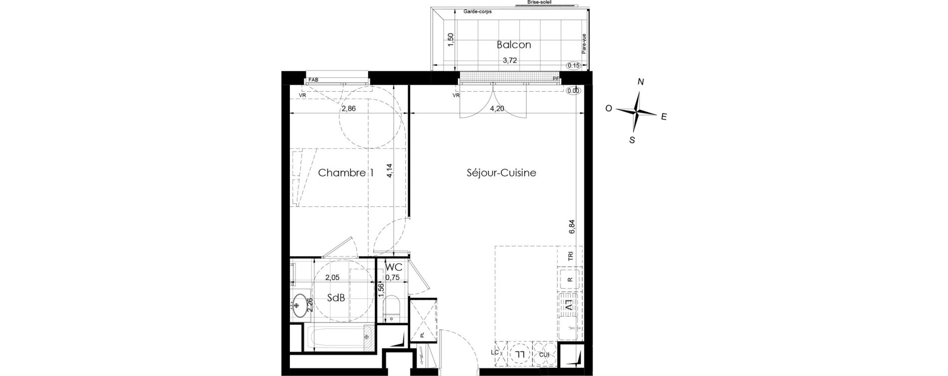 Appartement T2 de 45,35 m2 &agrave; Meaux Colbert