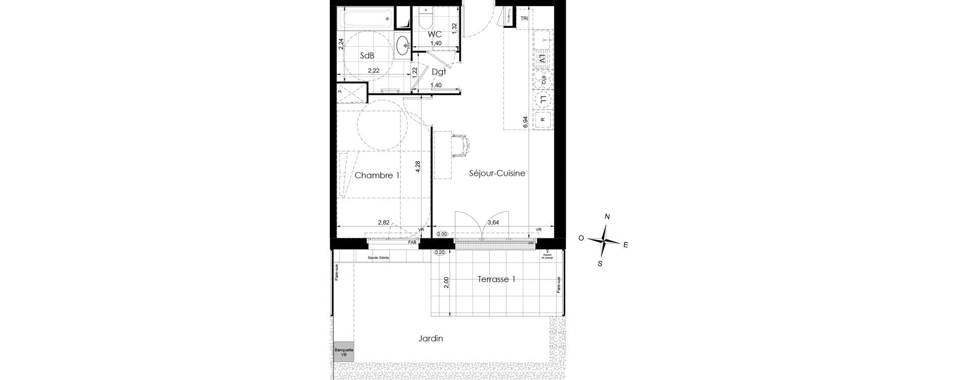 Appartement T2 de 43,80 m2 &agrave; Meaux Colbert