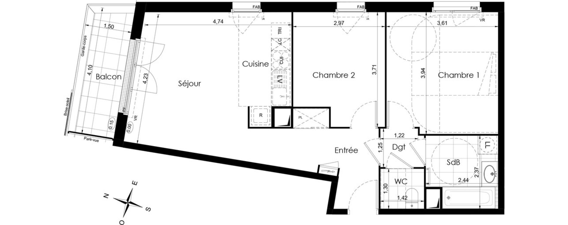 Appartement T3 de 62,20 m2 &agrave; Meaux Colbert