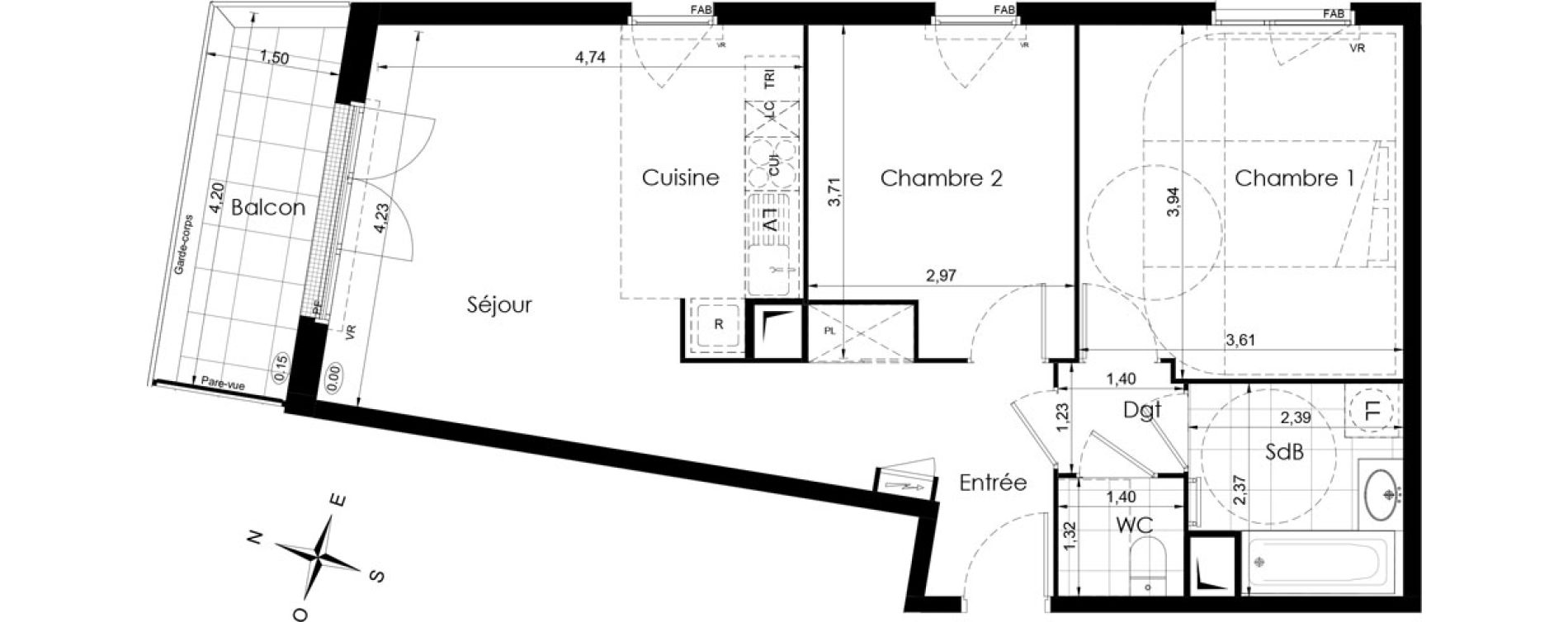 Appartement T3 de 62,20 m2 &agrave; Meaux Colbert