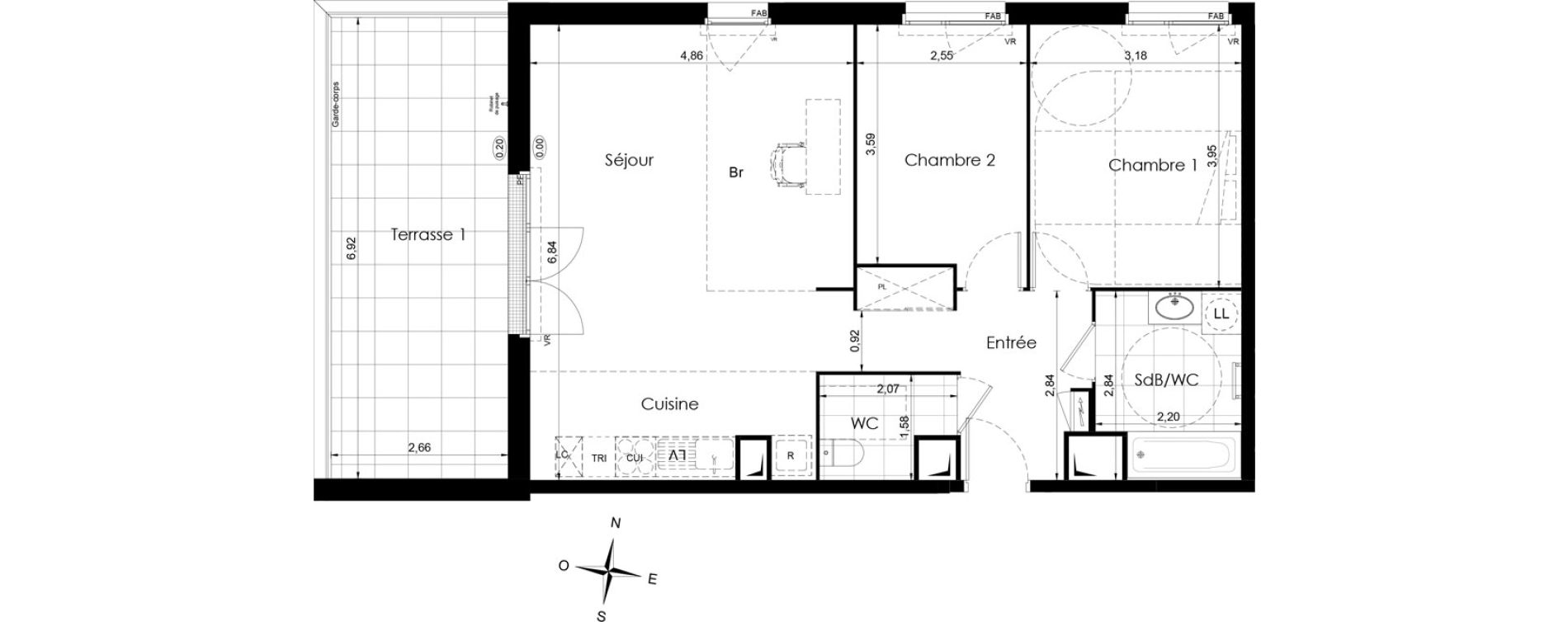 Appartement T3 de 70,30 m2 &agrave; Meaux Colbert