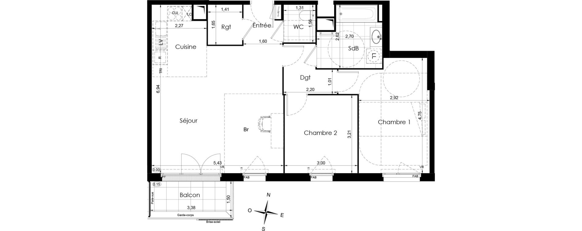 Appartement T3 de 72,10 m2 &agrave; Meaux Colbert