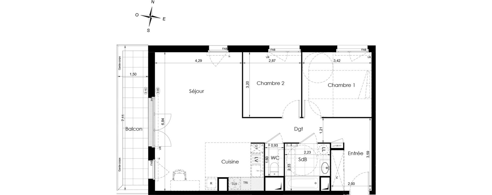 Appartement T3 de 70,25 m2 &agrave; Meaux Colbert
