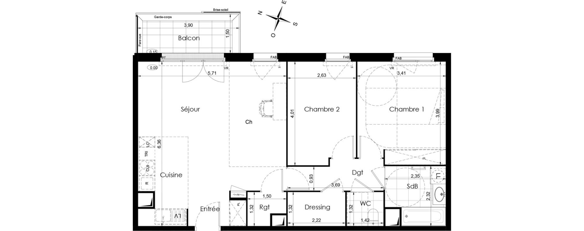 Appartement T3 de 72,55 m2 &agrave; Meaux Colbert