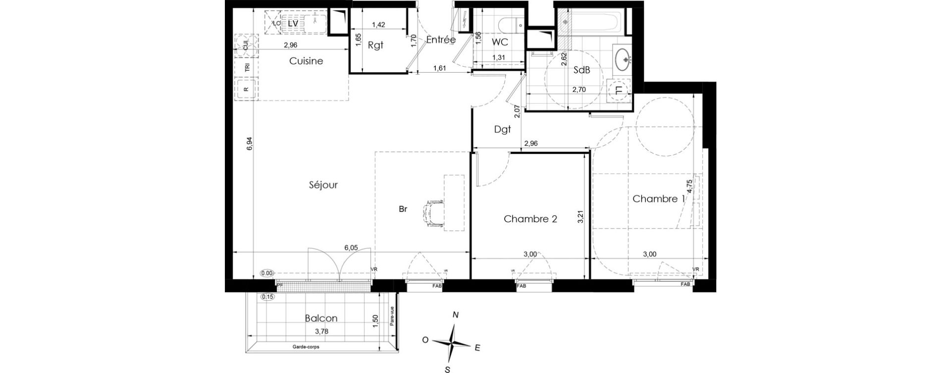 Appartement T3 de 77,00 m2 &agrave; Meaux Colbert