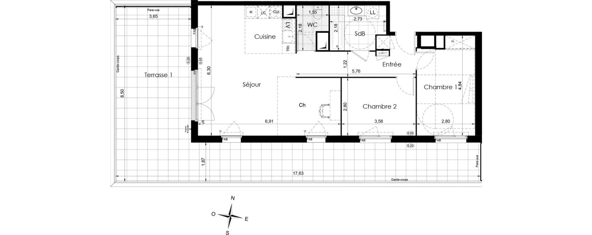 Appartement T3 de 74,90 m2 &agrave; Meaux Colbert