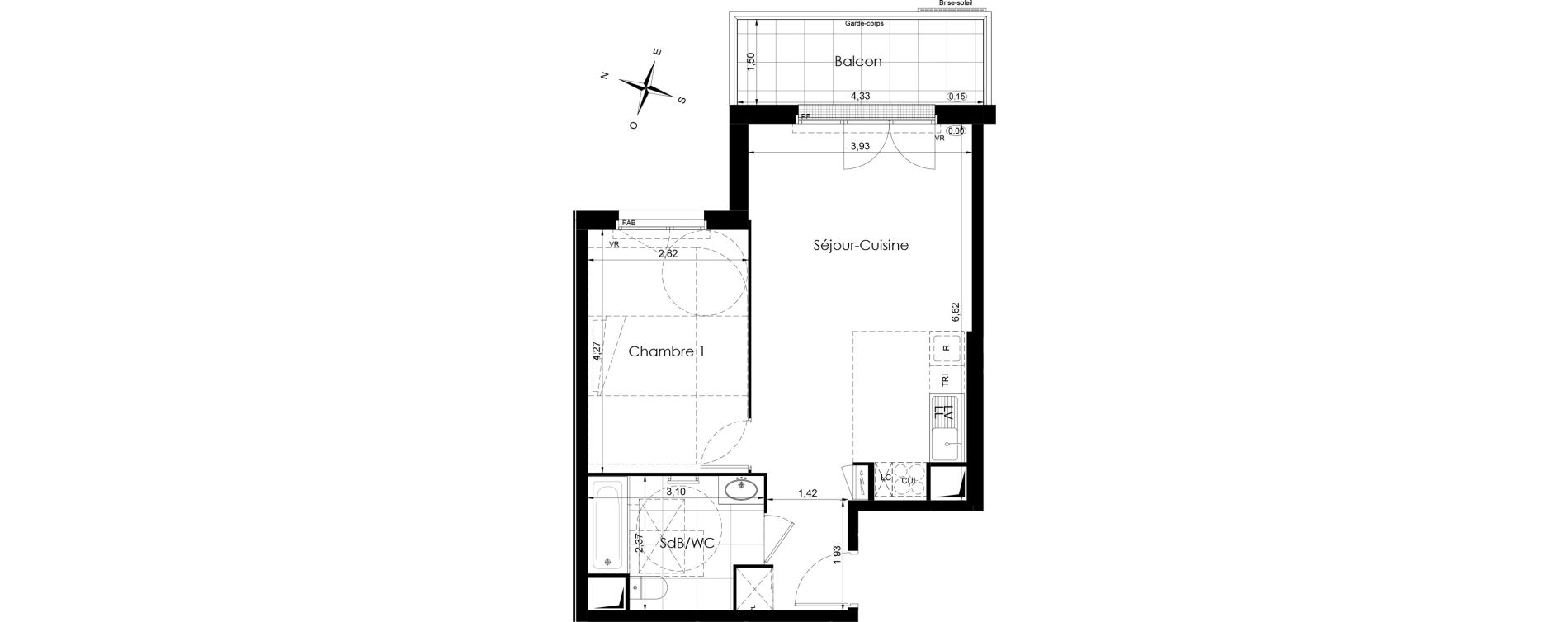 Appartement T2 de 46,30 m2 &agrave; Meaux Colbert