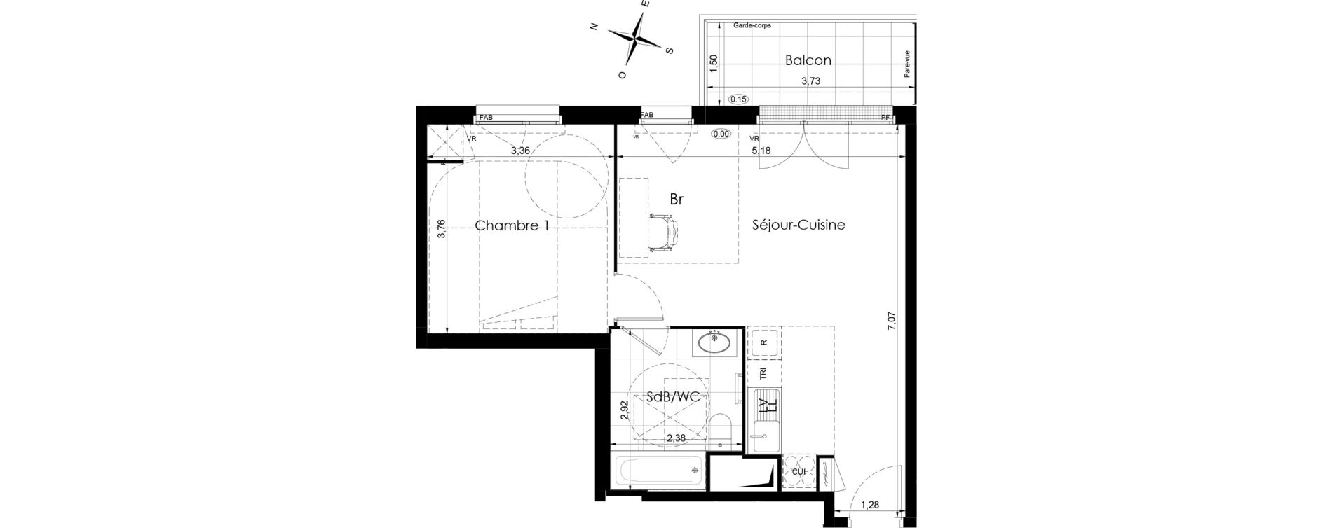 Appartement T2 de 46,40 m2 &agrave; Meaux Colbert