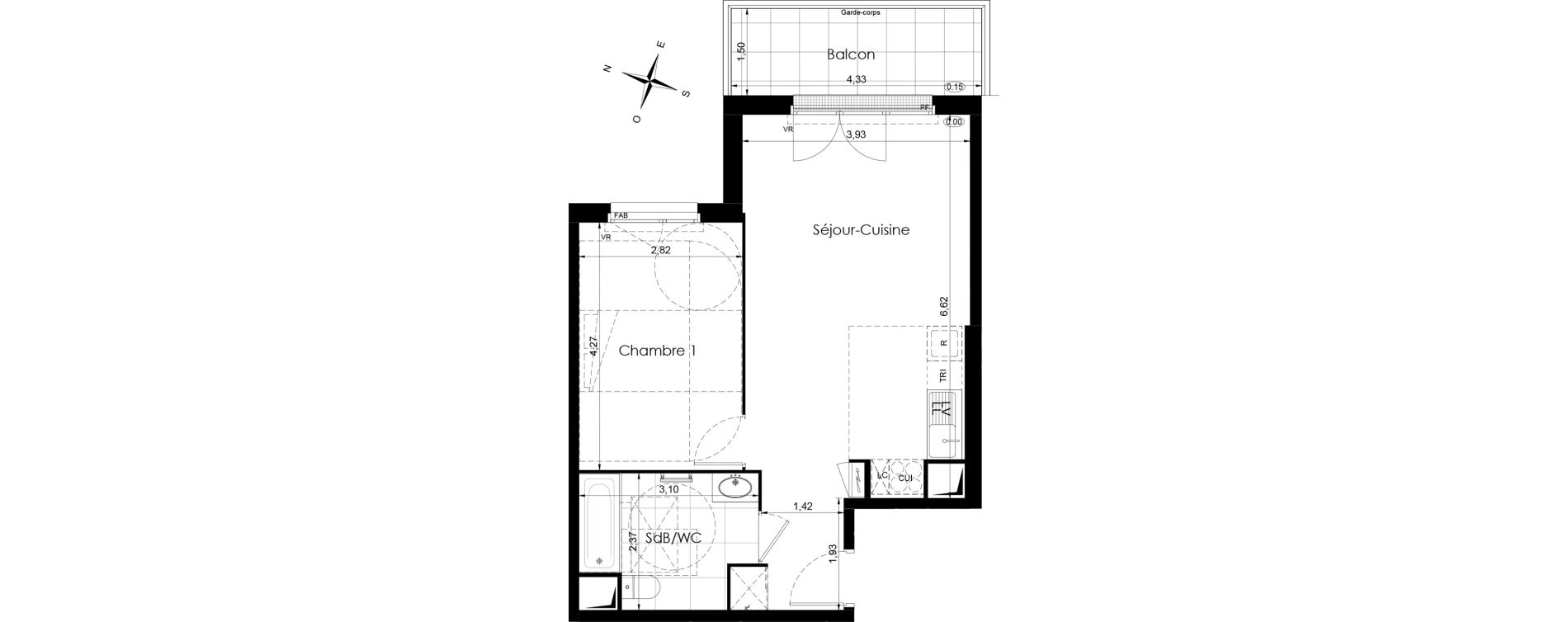 Appartement T2 de 46,30 m2 &agrave; Meaux Colbert
