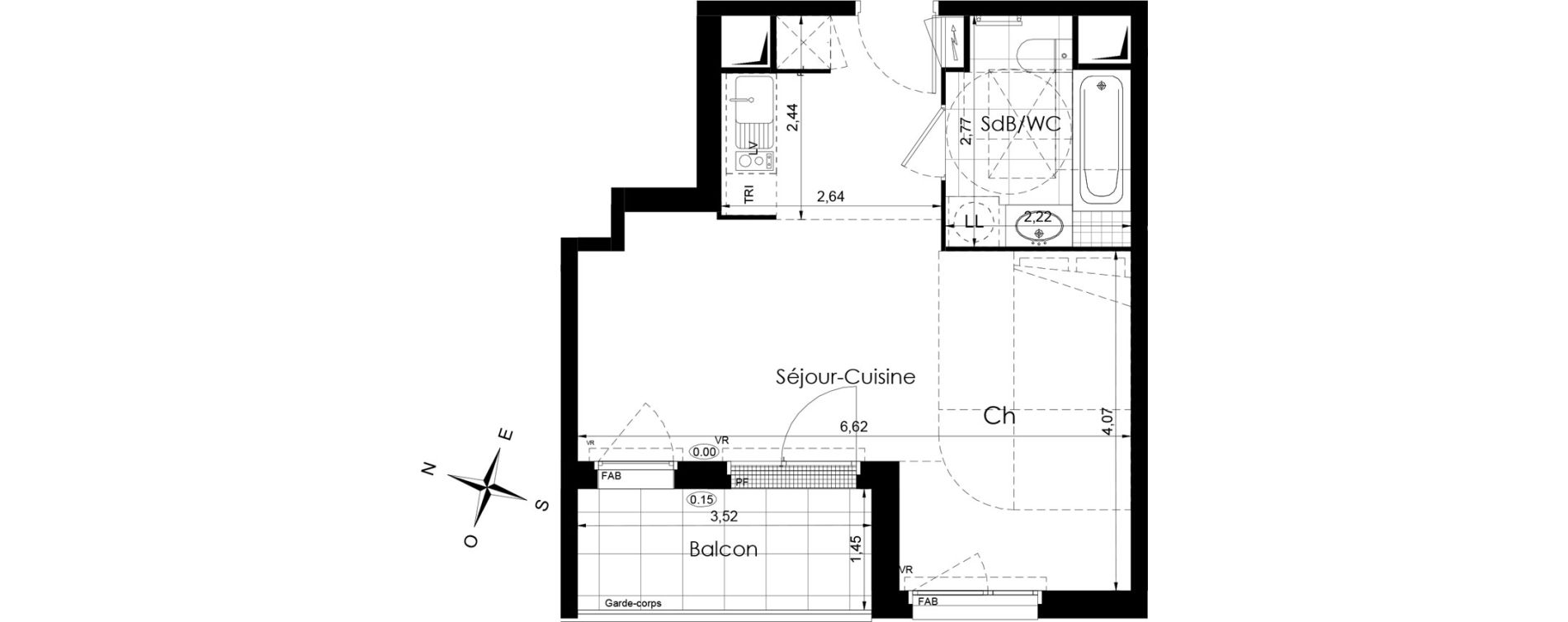 Appartement T1 de 33,95 m2 &agrave; Meaux Colbert