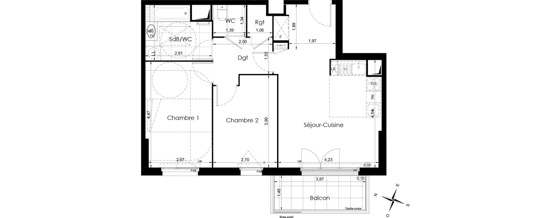 Appartement T3 de 60,90 m2 &agrave; Meaux Colbert