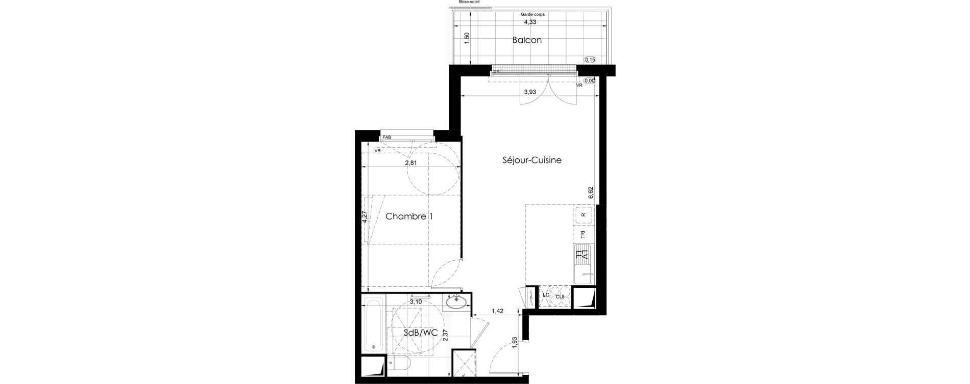 Appartement T2 de 46,35 m2 &agrave; Meaux Colbert