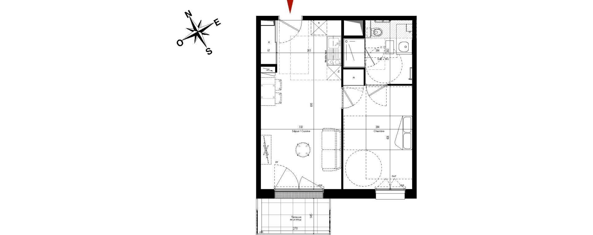 Appartement T2 de 41,37 m2 &agrave; Meaux Centre r&eacute;publique