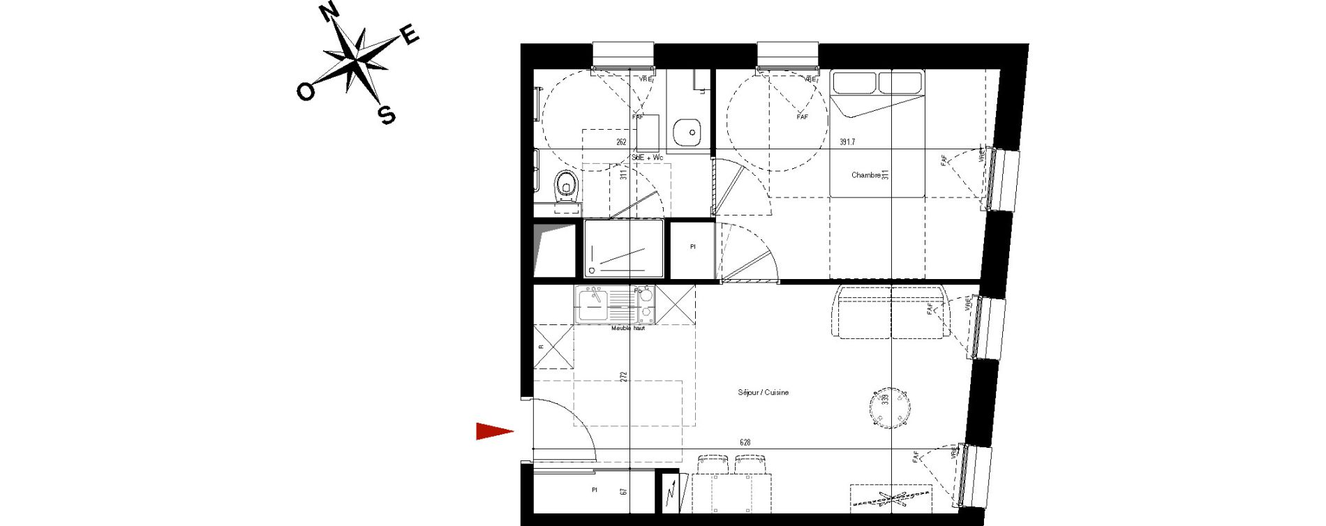Appartement T2 de 41,51 m2 &agrave; Meaux Centre r&eacute;publique
