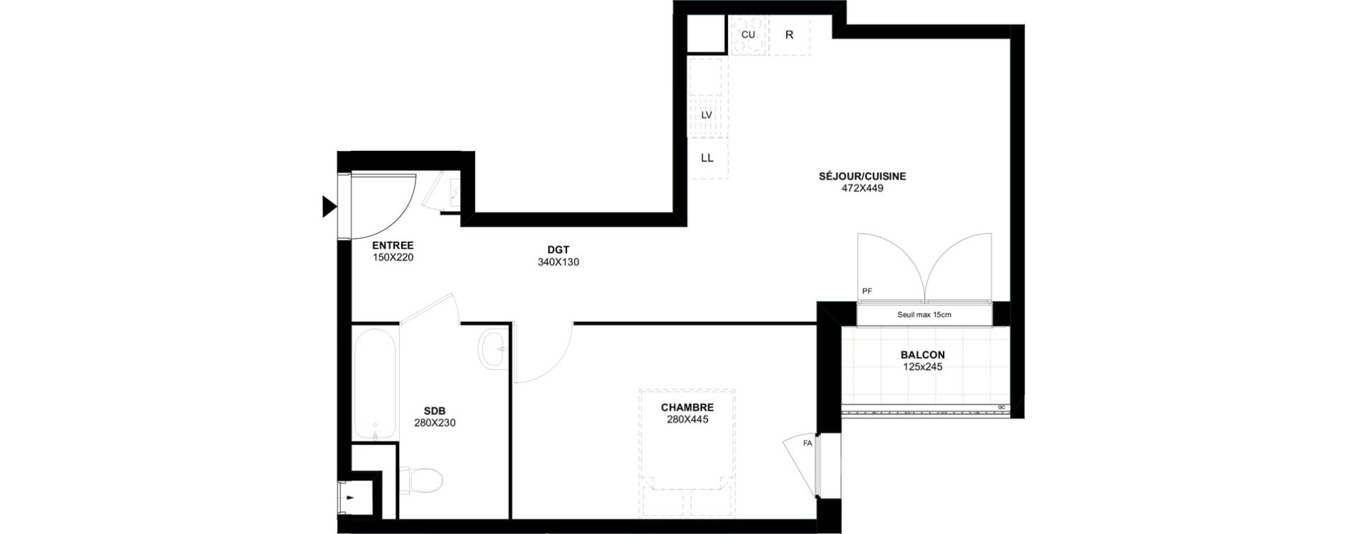Appartement T2 de 45,44 m2 &agrave; Meaux Foch - allende