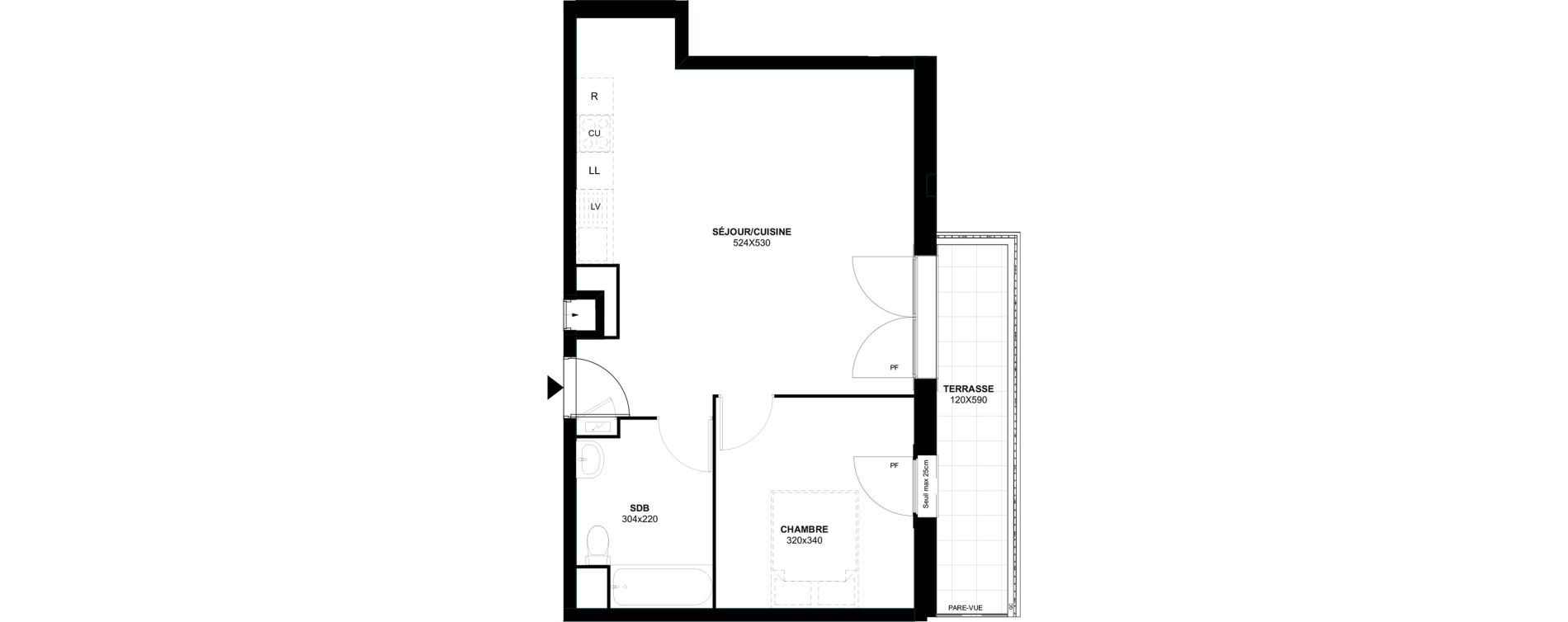 Appartement T2 de 46,75 m2 &agrave; Meaux Foch - allende